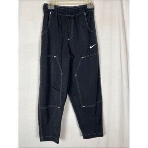 Nike Swoosh Woven High Waisted Paneled Black Pants